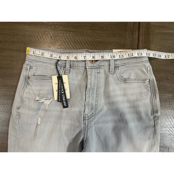 NWT River Island High Rise Straight Stretch Denim Gray Jeans US Size 6 UK 10 NEW - Picture 6 of 14